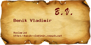 Benik Vladimir névjegykártya